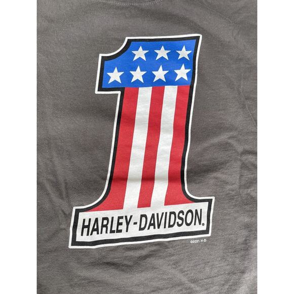 Harley Davidson T Shirt Mens Large Gray Patriotic Hunters Moon Lafayette Indiana - Picture 3 of 7